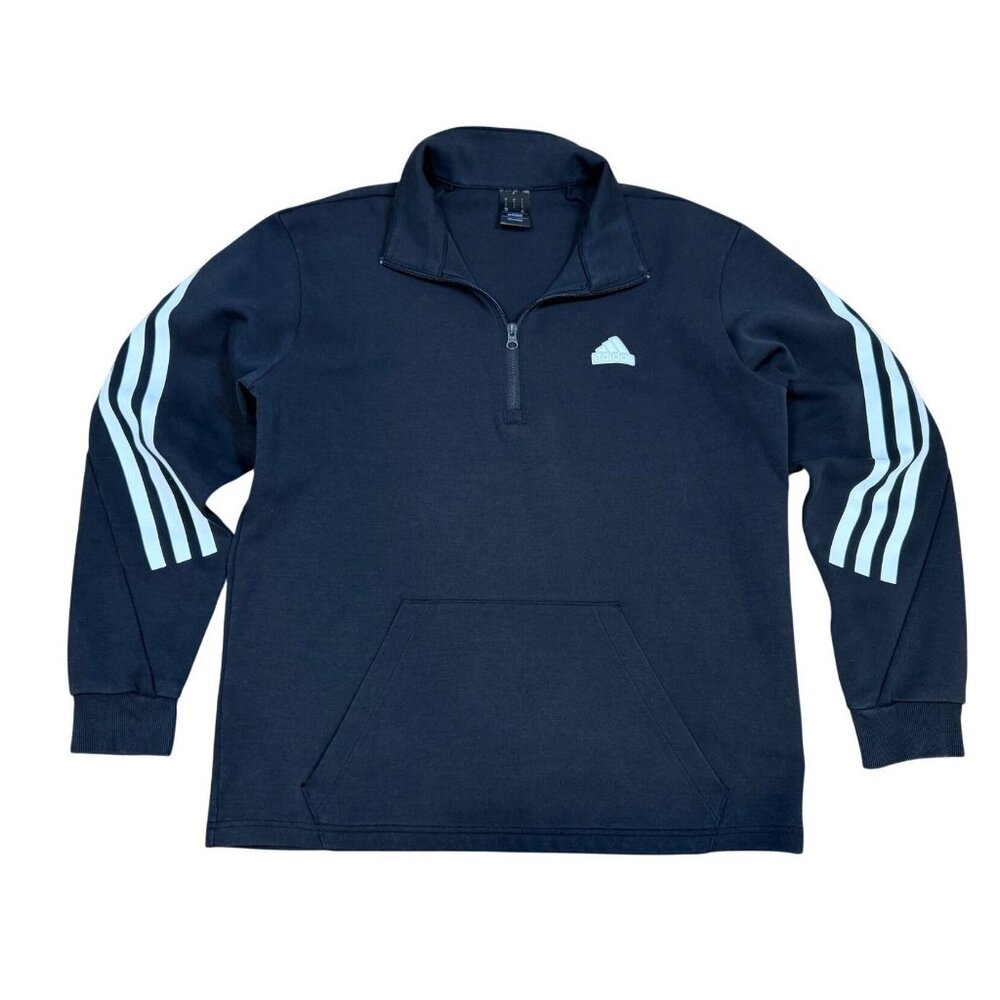 Adidas Future Icons 3-Stripes Pull Over Half-Zip Sweatshirt Large